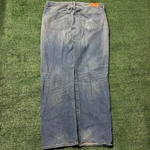 Levi's 501 y2k 2000s made dark wash heavy denim relaxed straight leg fit jeans